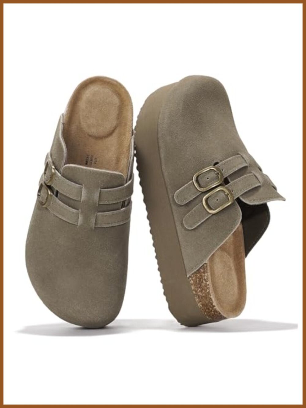 Genuine Leather Platform Clogs for Women Slip On Mules Memory Foam